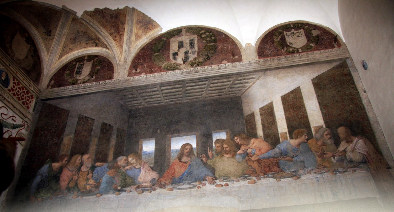 Фреска Тайная Вечеря в доминиканском монастыре Санта-Мария-делле-Грацие в Милане Леонардо да Винчи. 1495–1498 годы